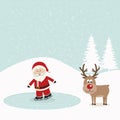 Santa claus skate on ice snowy background Royalty Free Stock Photo