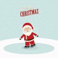 Santa claus skate on ice snowy background Royalty Free Stock Photo