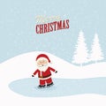 Santa claus skate on ice snowy background Royalty Free Stock Photo