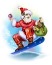 Santa Claus on a skateboard