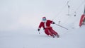 Santa Claus skiing downhill Royalty Free Stock Photo
