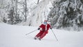 Santa Claus skiing downhill Royalty Free Stock Photo