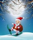 Santa claus skiing on the snow forest Royalty Free Stock Photo