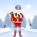 Santa Claus with skis Royalty Free Stock Photo