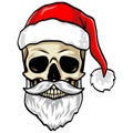 Santa Claus Skull Bearded Cartoon Illustration Vector Art Drawing Royalty Free Stock Photo