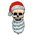 Santa Claus skull. Design element for poster, card, banner, flyer. Vector illustration