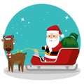 Santa claus in the sled with gifts and deer Royalty Free Stock Photo