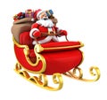 Santa Claus with sledge, deers and Christmas presents Royalty Free Stock Photo