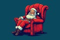 santa claus sleep in the armchair Royalty Free Stock Photo