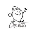 Santa Claus sleeping, Christmas vector illustration. Holiday bac