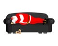 Santa Claus Sleeping drinking whiskey. Drunk Sleeps grandfather.