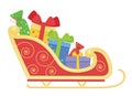 Santa Claus sleigh with christmas gifts. Vector cartoon illustration Royalty Free Stock Photo