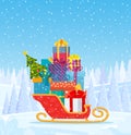 Santa claus sleigh with christmas presents Royalty Free Stock Photo