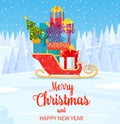 Santa claus sleigh with christmas presents Royalty Free Stock Photo