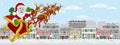 Santa Claus Sleigh Christmas Street Snow Scene