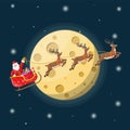 Santa claus on sleigh full of gifts and reindeers Royalty Free Stock Photo