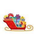 Santa claus sleigh with gifts Royalty Free Stock Photo