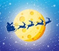 Santa Claus on Sleigh and His Reindeers Silhouette Royalty Free Stock Photo