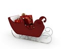 Santa Claus sleigh with many red gift