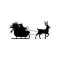 Santa Claus in a sleigh pulled by a deer carries gifts sygn symbol. Merry Christmas and Happy New Year. Vectror EPS 10 Royalty Free Stock Photo