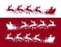 Santa Claus in sleigh with reindeer. Christmas, xmas concept. Silhouette vector illustration Royalty Free Stock Photo
