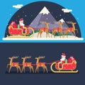 Santa Claus Sleigh Reindeer Gifts Winter Snow
