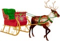 Santa Claus Sleigh, Reindeer, Isolated Royalty Free Stock Photo