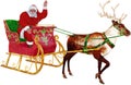 Santa Claus Sleigh, Reindeer, Isolated Royalty Free Stock Photo