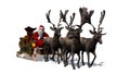 Santa Claus with sleigh and reindeer Royalty Free Stock Photo