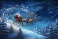 Santa Claus Sleigh Ride Under Starry Night Sky