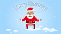 Santa Claus smiling and congratulated Merry Christmas. Flat design. Greeting e-card with text merry christmas.