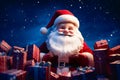 Santa claus smiling with many of giftboxes, 3d render, generative AI