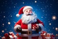 Santa claus smiling with many of giftboxes, 3d render, generative AI