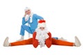 Santa Claus and the Snow Maiden of yoga Royalty Free Stock Photo