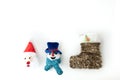 Santa Claus and Snow man and christmas stocking