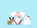 Santa claus with snow man and deer merry christmas and happy new year Royalty Free Stock Photo