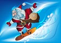 Santa claus on a snowboard Royalty Free Stock Photo