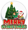 Santa Claus in snowdome with Merry Christmas logo