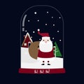 Santa Claus snowglobe on dark blue background Royalty Free Stock Photo