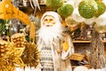 Santa Claus and Snowman Christmas Decorations at The Christmas market in front of the Rathaus City hall of Vienna, Austria Royalty Free Stock Photo