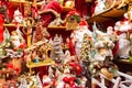 Santa Claus and Snowman Christmas Decorations at The Christmas market in front of the Rathaus City hall of Vienna, Austria Royalty Free Stock Photo