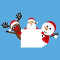 Santa Claus with snowman and reindeer Royalty Free Stock Photo