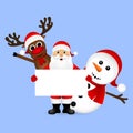 Santa Claus with snowman and reindeer Royalty Free Stock Photo