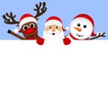 Santa Claus with snowman and reindeer Royalty Free Stock Photo
