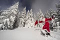 Santa Claus on snowshoes Royalty Free Stock Photo