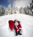 Santa Claus on snowshoes Royalty Free Stock Photo