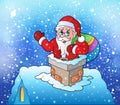 Santa Claus on snowy roof