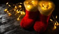 santa claus sock , christmas background