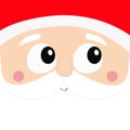Santa Claus square head face icon. Beard, moustaches, white eyebrows, nose, cheeks, red hat. Merry Christmas. Happy New Year. Cute Royalty Free Stock Photo