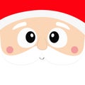 Santa Claus square head face icon. Beard, moustaches, white eyebrows, nose, red hat. Merry Christmas. Happy New Year. Cute cartoon Royalty Free Stock Photo